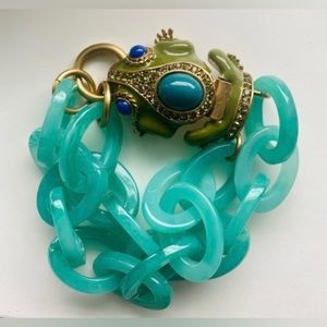 J. Crew jade green double-chain bracelet with exquisite brass/enamel fro…